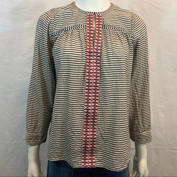 J. CREW EMBROIDERED ALPINE FOLK POPOVER IN STRIPE - Picture 4 of 7